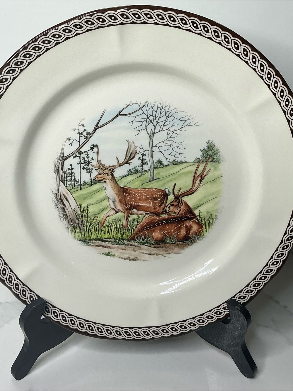4 LEGEND Dinner Plates 10.7” British Heritage Earthenware Fall Deer New